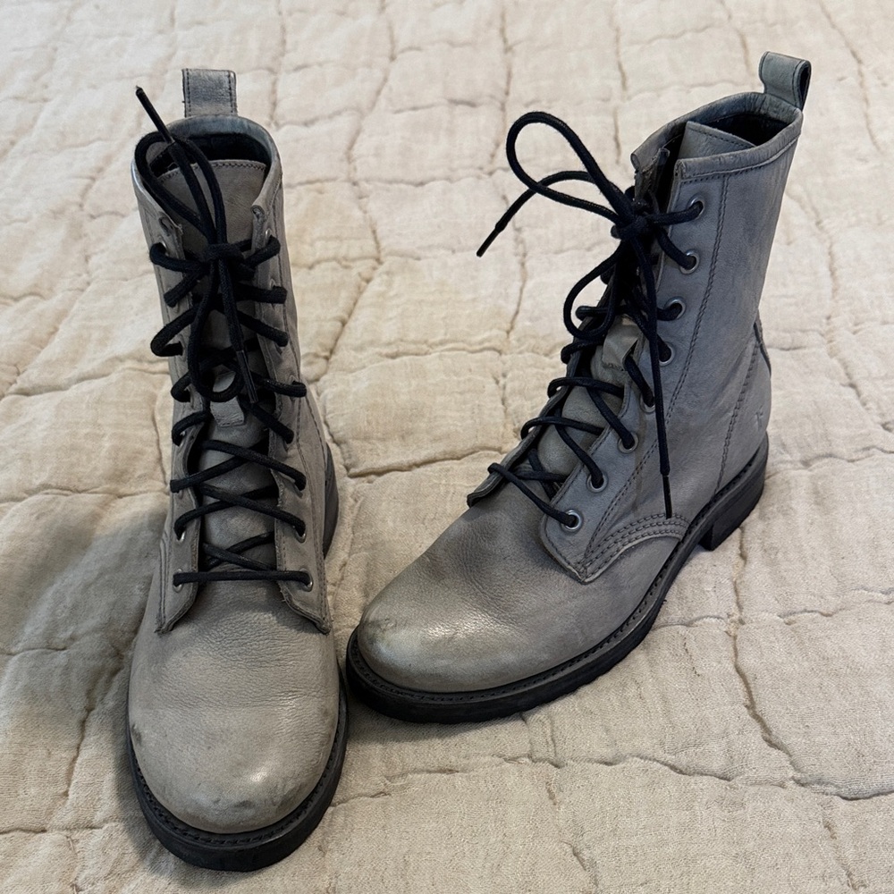 Frye Weathered Gray Lace-Up Women's Boots Size 6.5